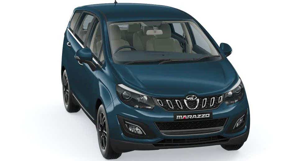 Front three-quarter view of a Mahindra Marazzo