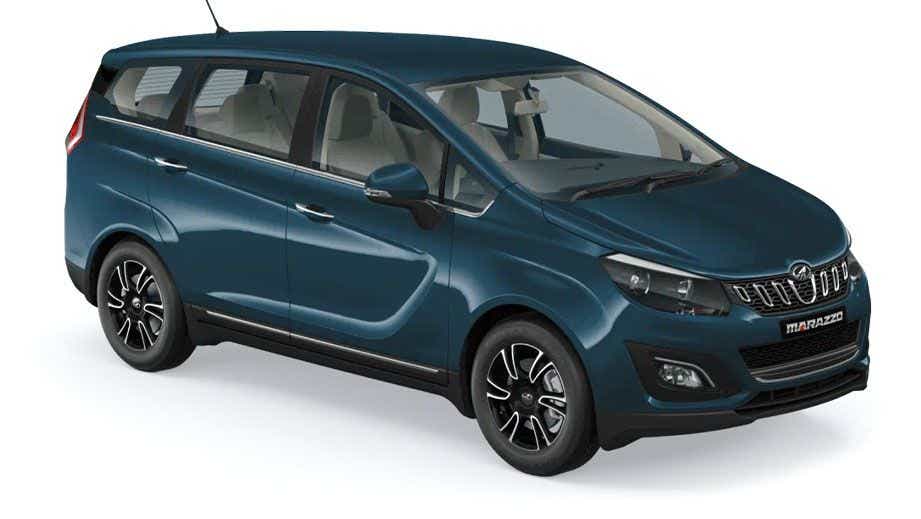 Front three-quarter view of a Mahindra Marazzo