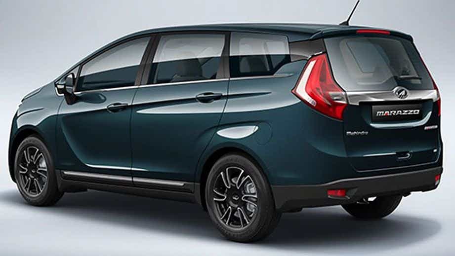 rear three-quarter view of a Mahindra Marazzo