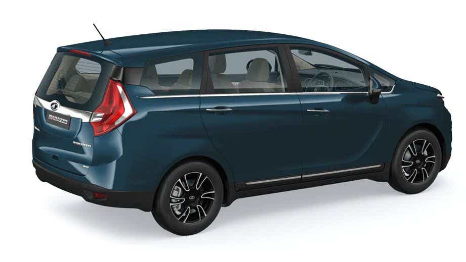 rear three-quarter view of a Mahindra Marazzo