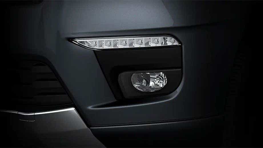 Fog lamp and DRL close-up of a Mahindra Scorpio Classic