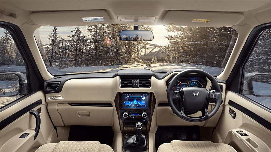 interior dashboard view of a Mahindra Scorpio Classic