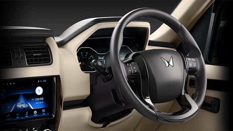Interior dashboard view of a Mahindra Scorpio Classic