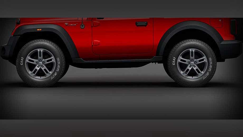 side profile of a Mahindra Thar