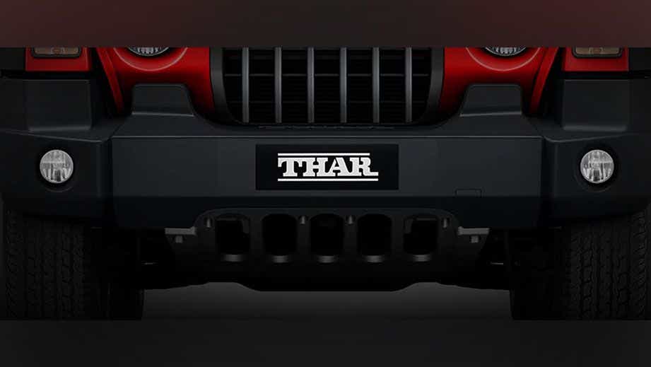 front grille and bumper of a Mahindra Thar