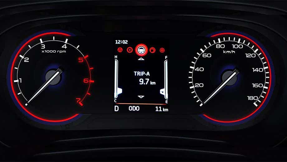 instrument cluster of a Mahindra Thar