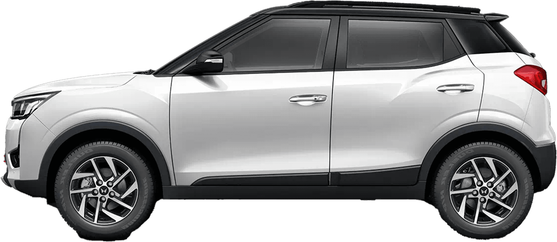 side view of a Pearl White With Napoli Black Mahindra XUV300