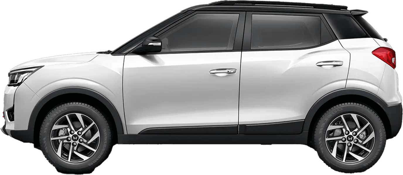 side view of a Pearl White With Napoli Black Mahindra XUV300