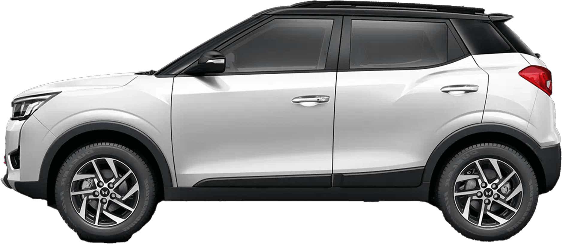 side view of a Pearl White With Napoli Black Mahindra XUV300