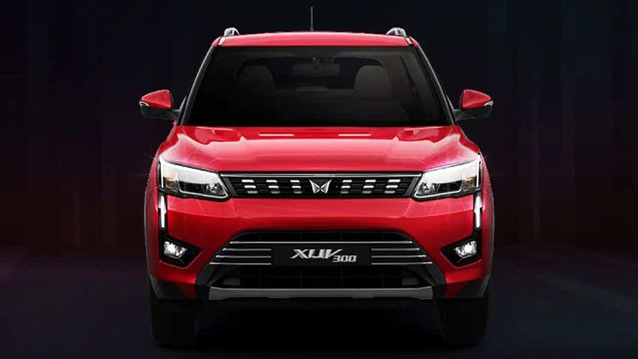front view of a Red Rage Mahindra XUV300