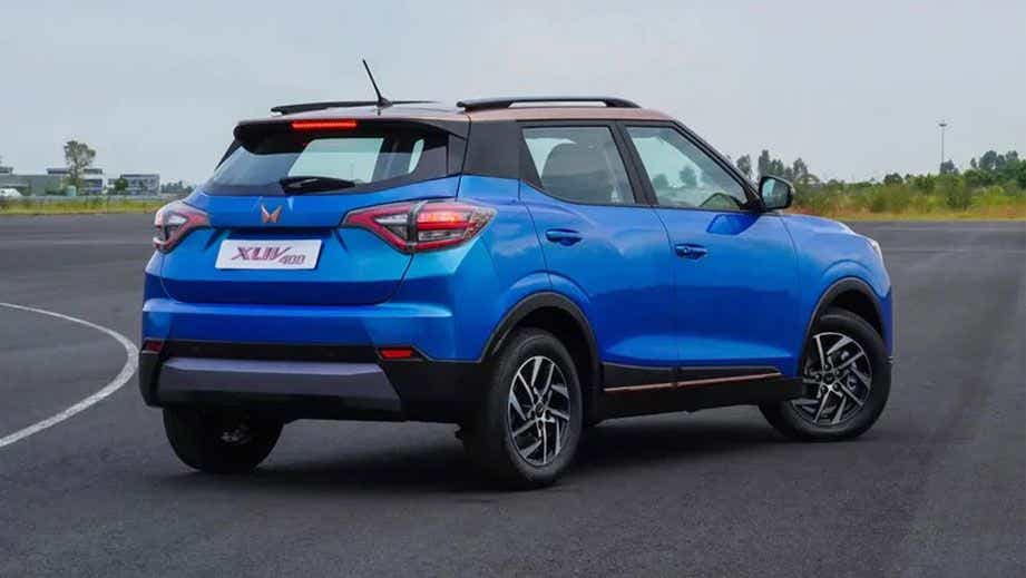 rear three-quarter of a Mahindra XUV400 EV