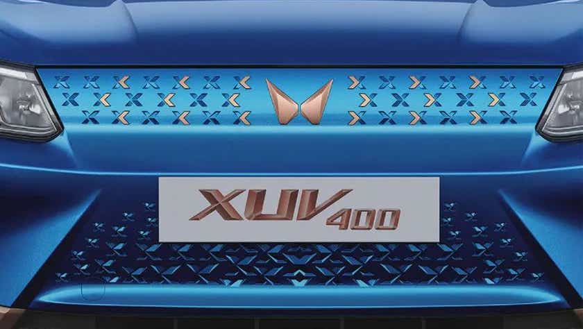 front grille close-up of a Mahindra XUV400 EV