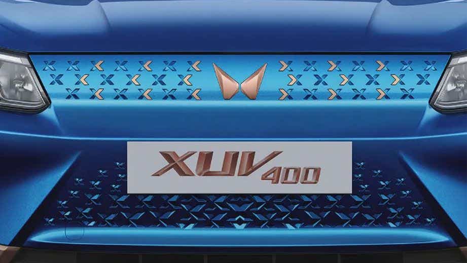 front grille close-up of a Mahindra XUV400 EV