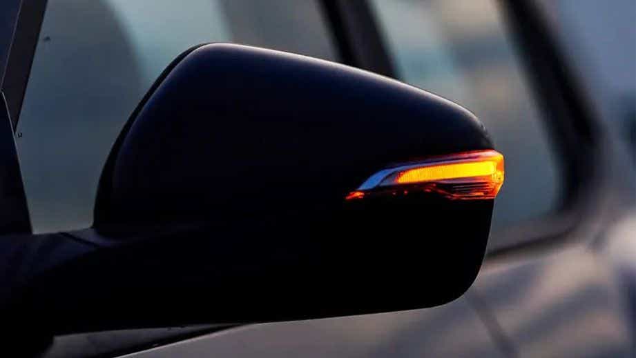 Side mirror close-up of a Mahindra XUV400 EV