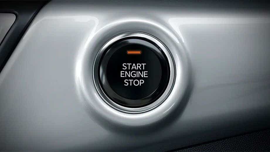close-up of engine start-stop button in a Mahindra XUV700