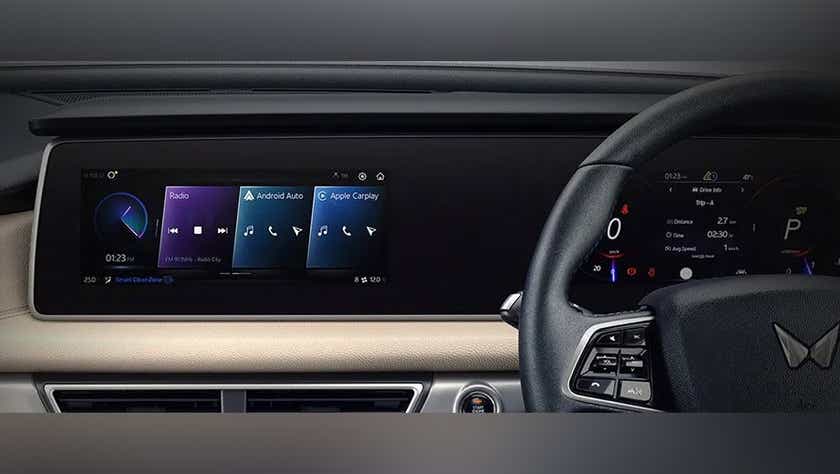 interior dashboard view of a Mahindra XUV700