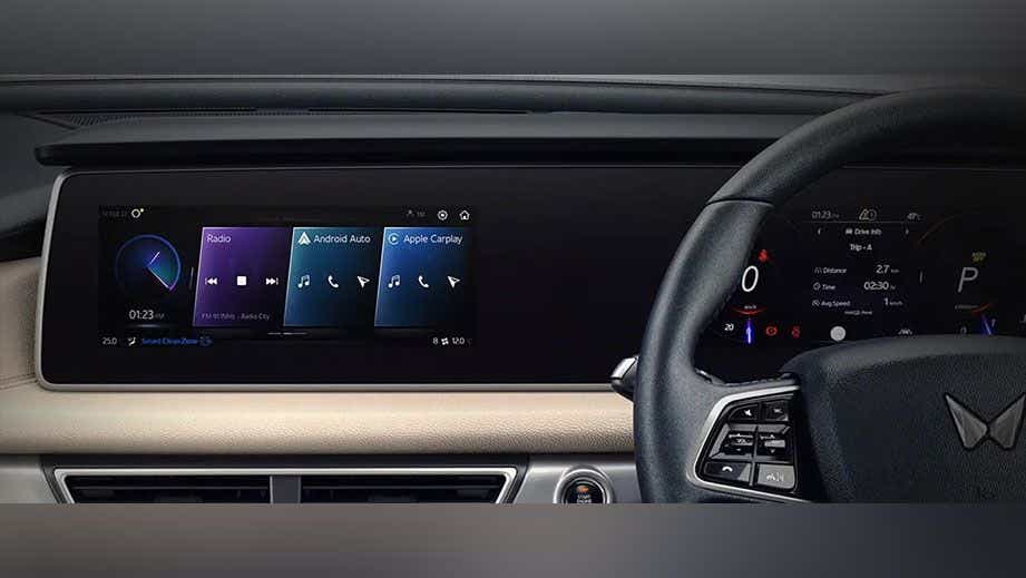 interior dashboard view of a Mahindra XUV700
