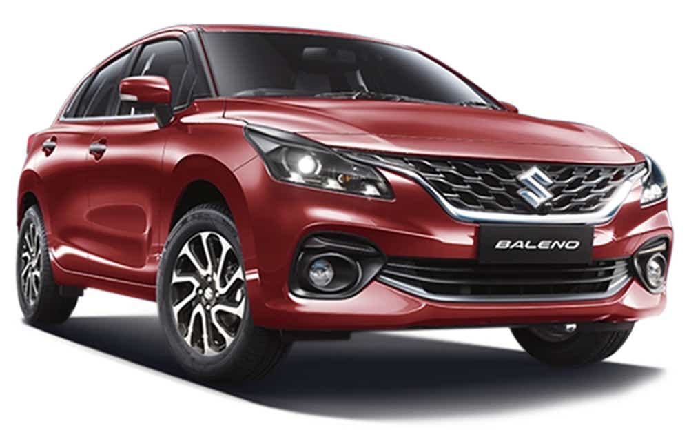 front three-quarter of a Maruti Suzuki Baleno