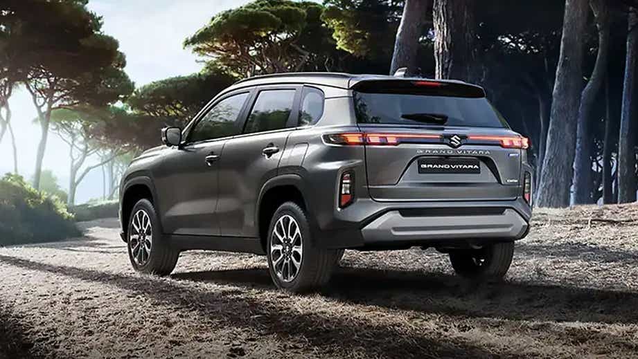 rear three-quarter of a Maruti Suzuki Grand Vitara