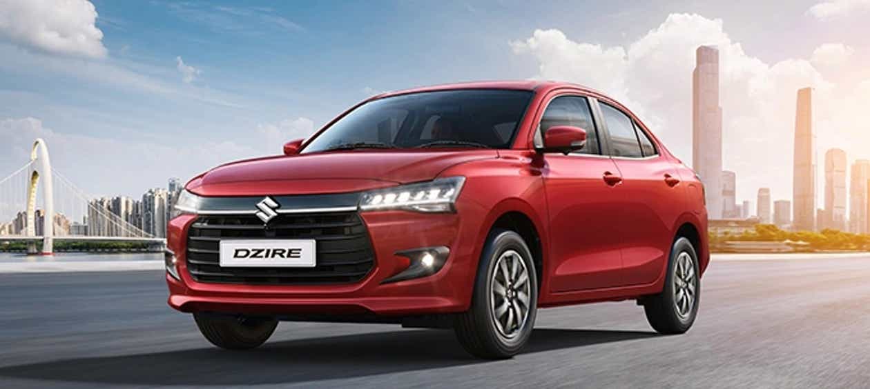 front three-quarter view of a Maruti Suzuki Dzire