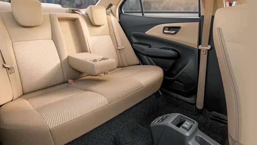 rear seat interior of a Maruti Suzuki Dzire