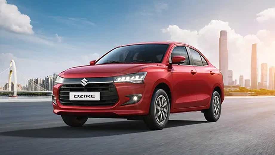 front three-quarter of a Maruti Suzuki Dzire