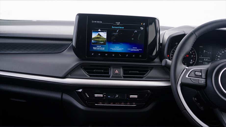 Dashboard and infotainment system of a Maruti Suzuki Swift