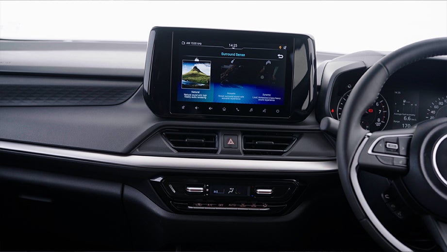 Dashboard and infotainment system of a Maruti Suzuki Swift