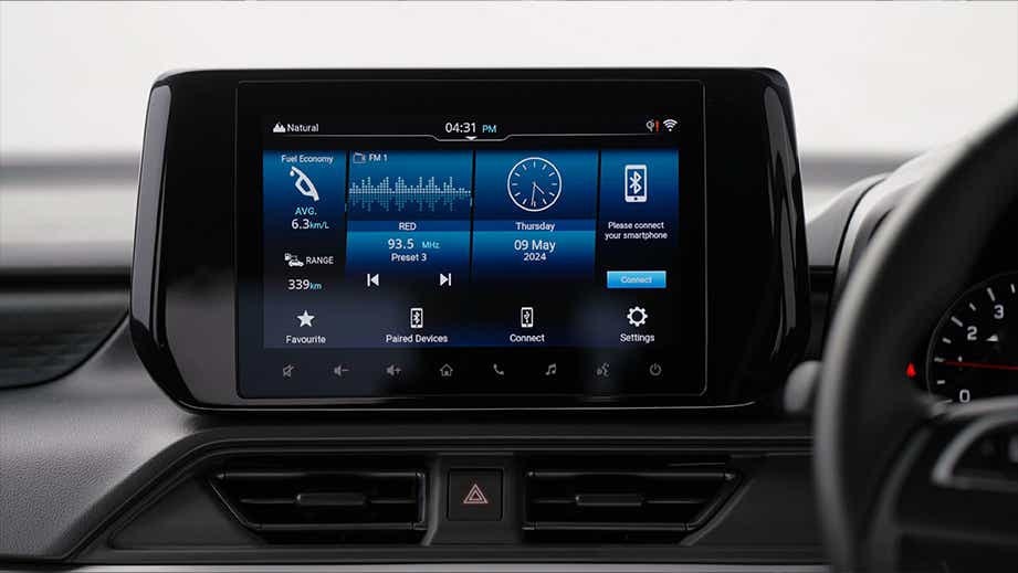 Infotainment screen of a Maruti Suzuki Swift