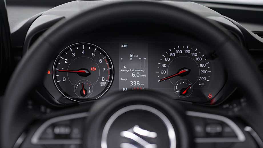 instrument cluster of a Maruti Suzuki Swift