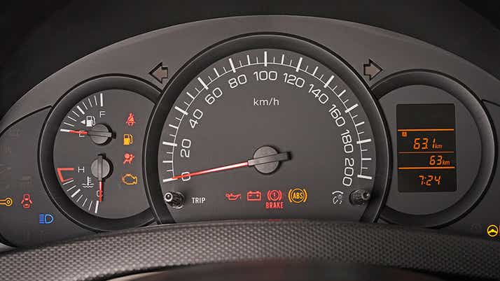 instrument cluster of a Maruti Suzuki Dzire Tour