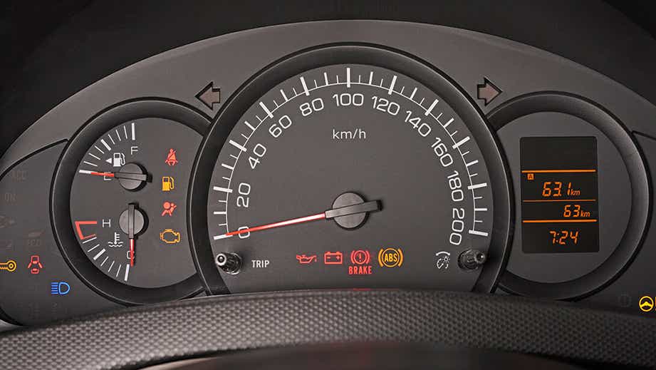 instrument cluster of a Maruti Suzuki Dzire Tour