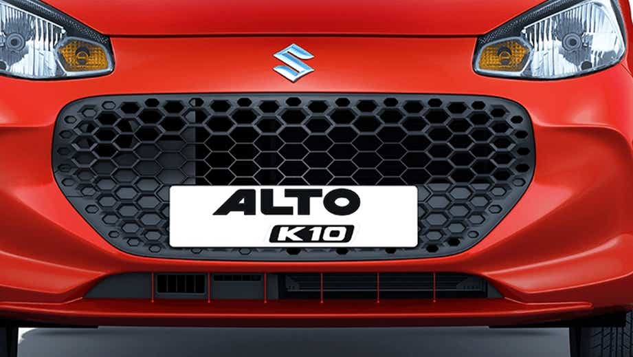 Front grille and headlight close-up of a Maruti Suzuki Alto K10