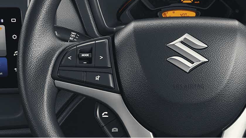 Steering wheel controls of a Maruti Suzuki Alto K10