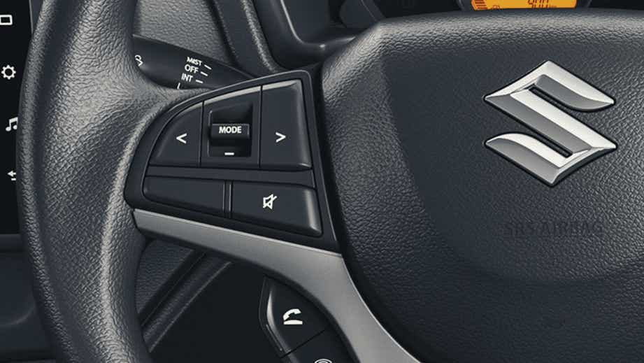 steering wheel controls of a Maruti Suzuki Alto K10