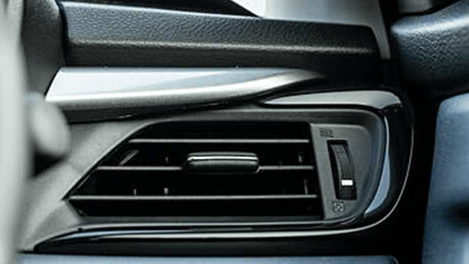 Close-up of an air conditioning vent in a Maruti Suzuki Baleno