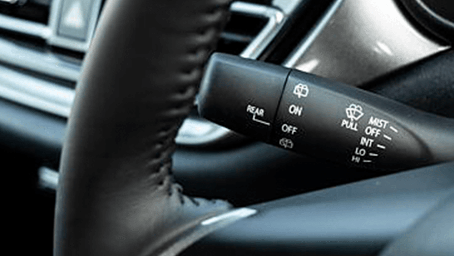 Wiper control stalk close-up of a Maruti Suzuki Baleno