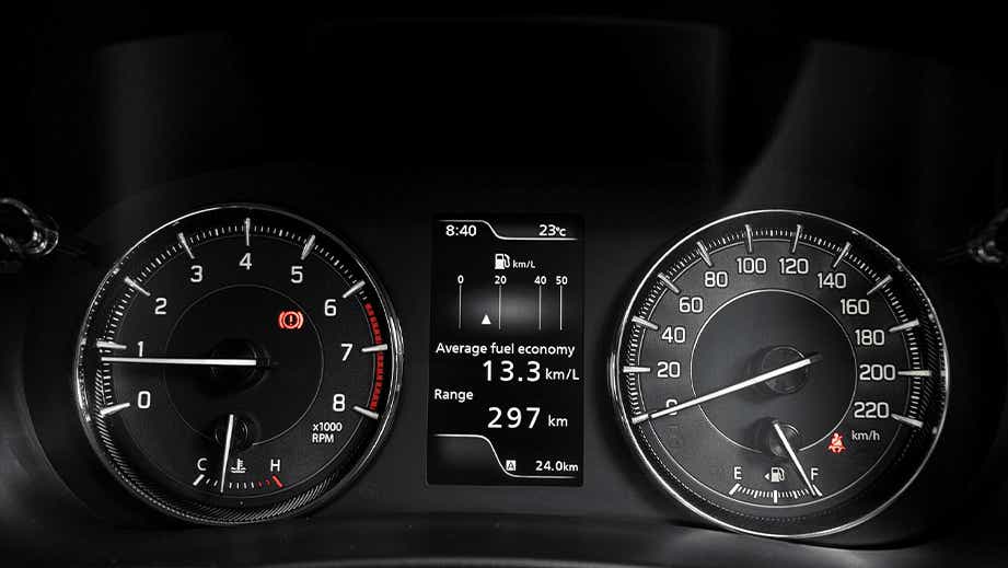 instrument cluster of a Maruti Suzuki Baleno