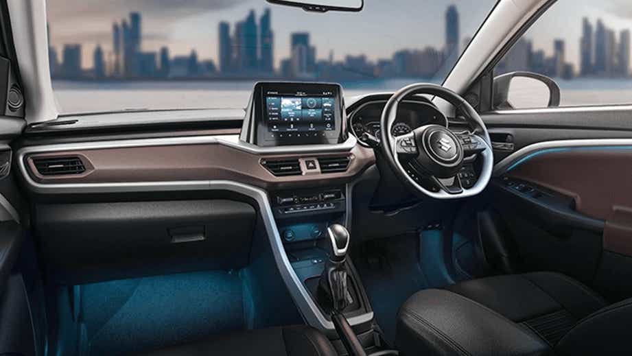 interior dashboard view of a Maruti Suzuki Brezza
