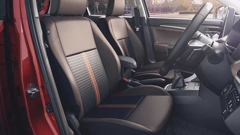 front interior view of a Maruti Suzuki Brezza