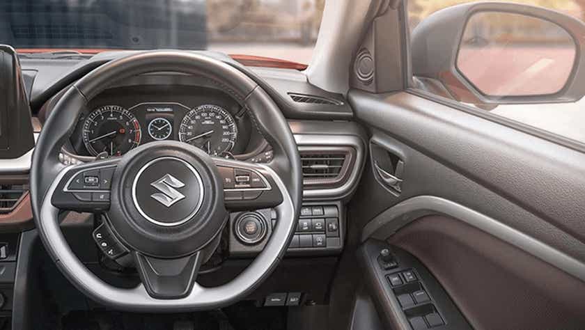 interior dashboard view of a Maruti Suzuki Brezza