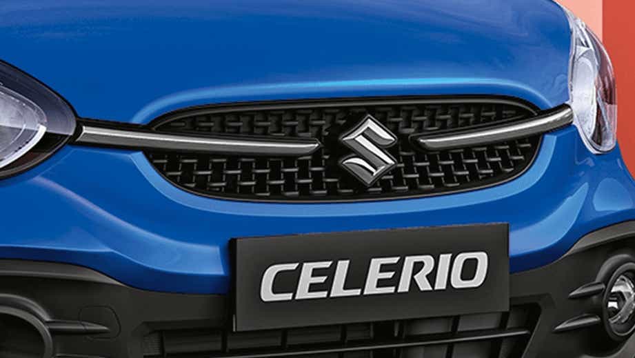 Front grille and bumper of a Speedy Blue Maruti Suzuki Celerio