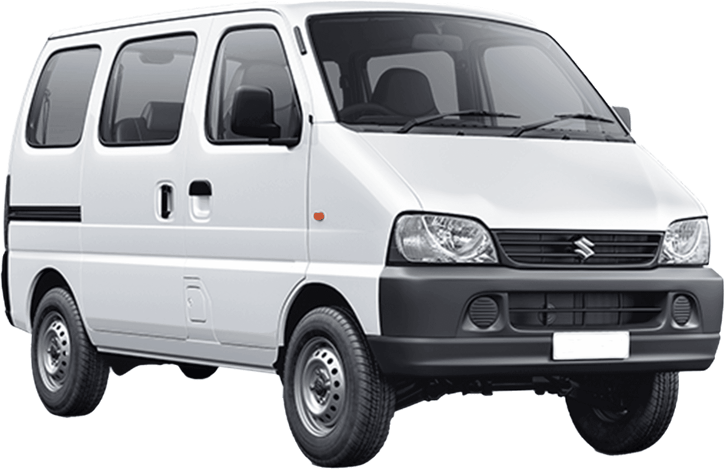 front three-quarter view of a Solid White Maruti Suzuki Eeco