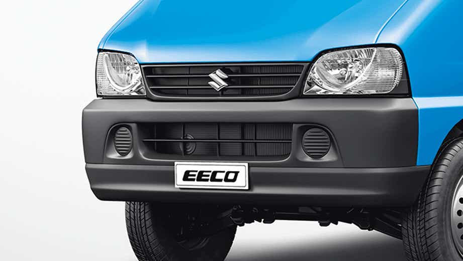 Front view of a Cerulean Blue Maruti Suzuki Eeco