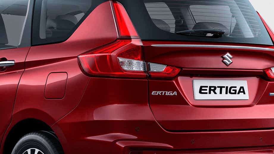 rear three-quarter of a Maruti Suzuki Ertiga