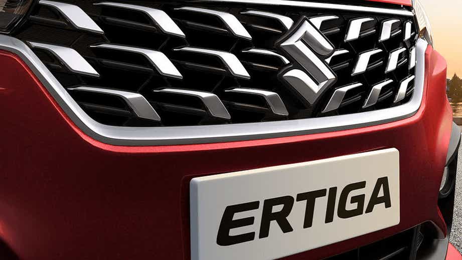 Front grille close-up of a Maruti Suzuki Ertiga