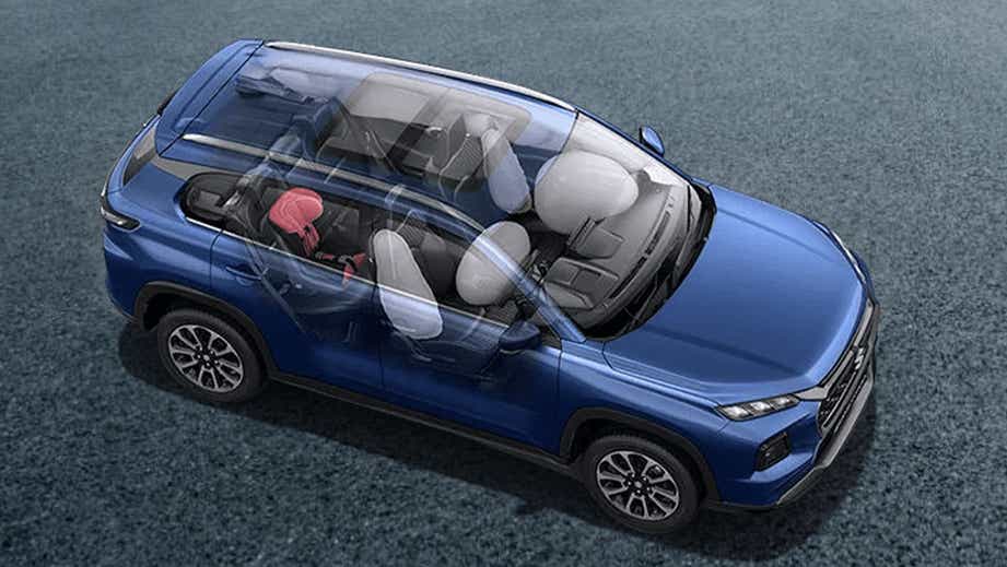 overhead transparent view showing airbags of a Maruti Suzuki Grand Vitara