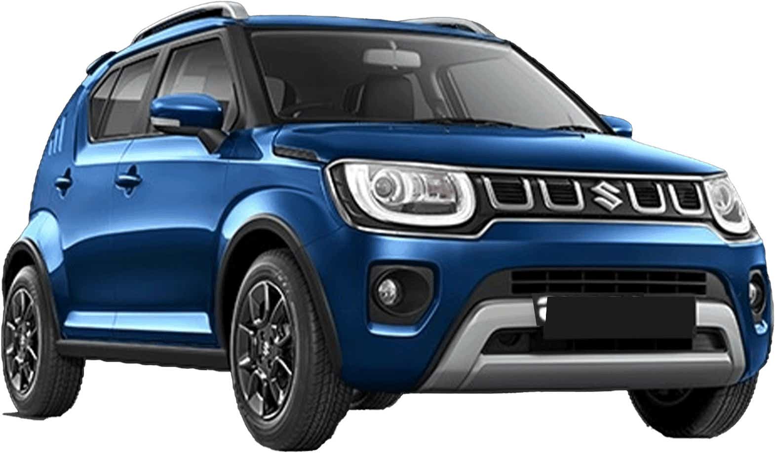 front three-quarter of a Nexa Blue Maruti Suzuki Ignis