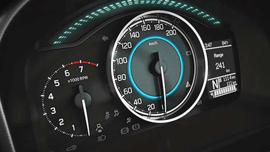 instrument cluster close-up of a Maruti Suzuki Ignis