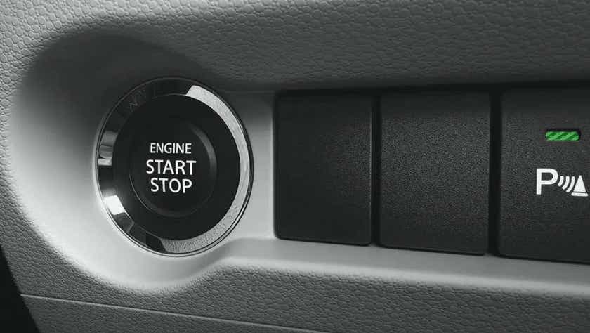 Engine start/stop button and dashboard controls of a Maruti Suzuki Ignis
